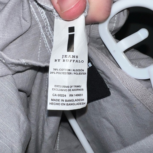 i Jeans by Buffalo Shirt Mens Short Sleeve Button Up Gray-White Size XL - Picture 5 of 6